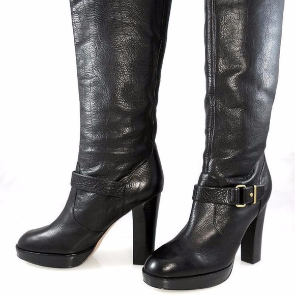 Coach Leighton Knee High Pebbled Leather Boots - Picture 1 of 6